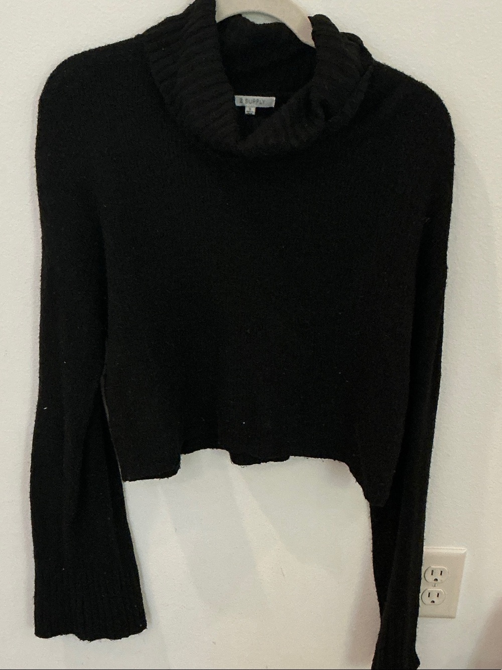 Z Supply Black Cropped Turtleneck Sweater